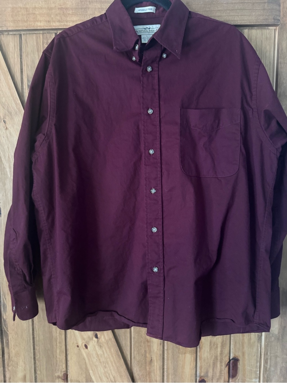 Men's Button-Down Shirt in Burgundy by Natural Fit